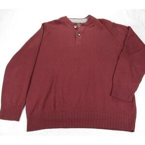Eddie‎ Bauer Henley Sweater Mens TXL Purple Combed Cotton Rib Hem Knit Pullover